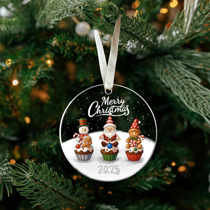 SUCHAGIFT Cupcake Ornament - Food Ornaments for Christmas Tree, Dessert Baking Ornaments - Food Dessert Cookie Gifts for Baking Lover, Baker - Acrylic Gingerbread Snowman Ornament - Image 5